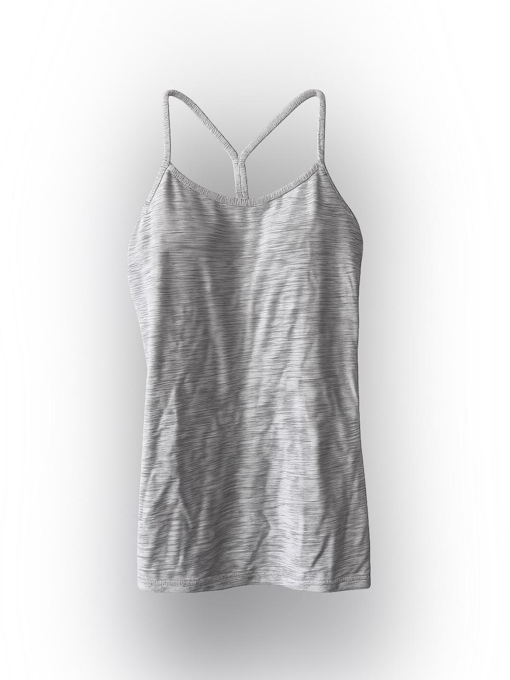 Lululemon Built-In Bra Tank Top Size 4 Gray Striped Yoga Athletic